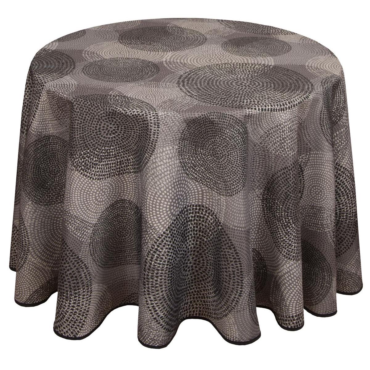 Toile cirée ronde - 100 % Polyester - Ø 180 cm - Gris Toile cirée ronde - 100 % Polyester - Ø 180 cm - Gris