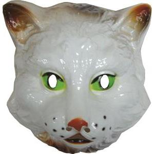 Masque chat - Taille enfant - L 20 x H 13 x l 20 cm - Blanc - PTIT CLOWN