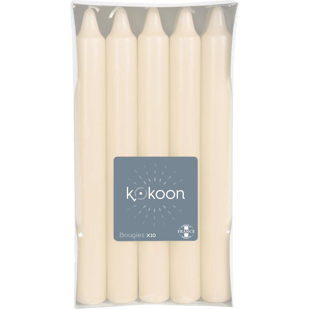 lot de 10 bougies en cire blanc ivoire bougies la foir fouille