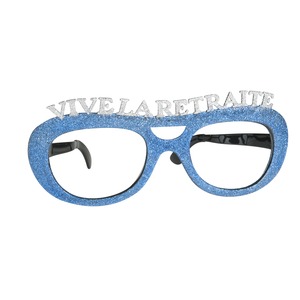 Lunettes géantes pailletées Vive la retraite - 23 cm - Bleu