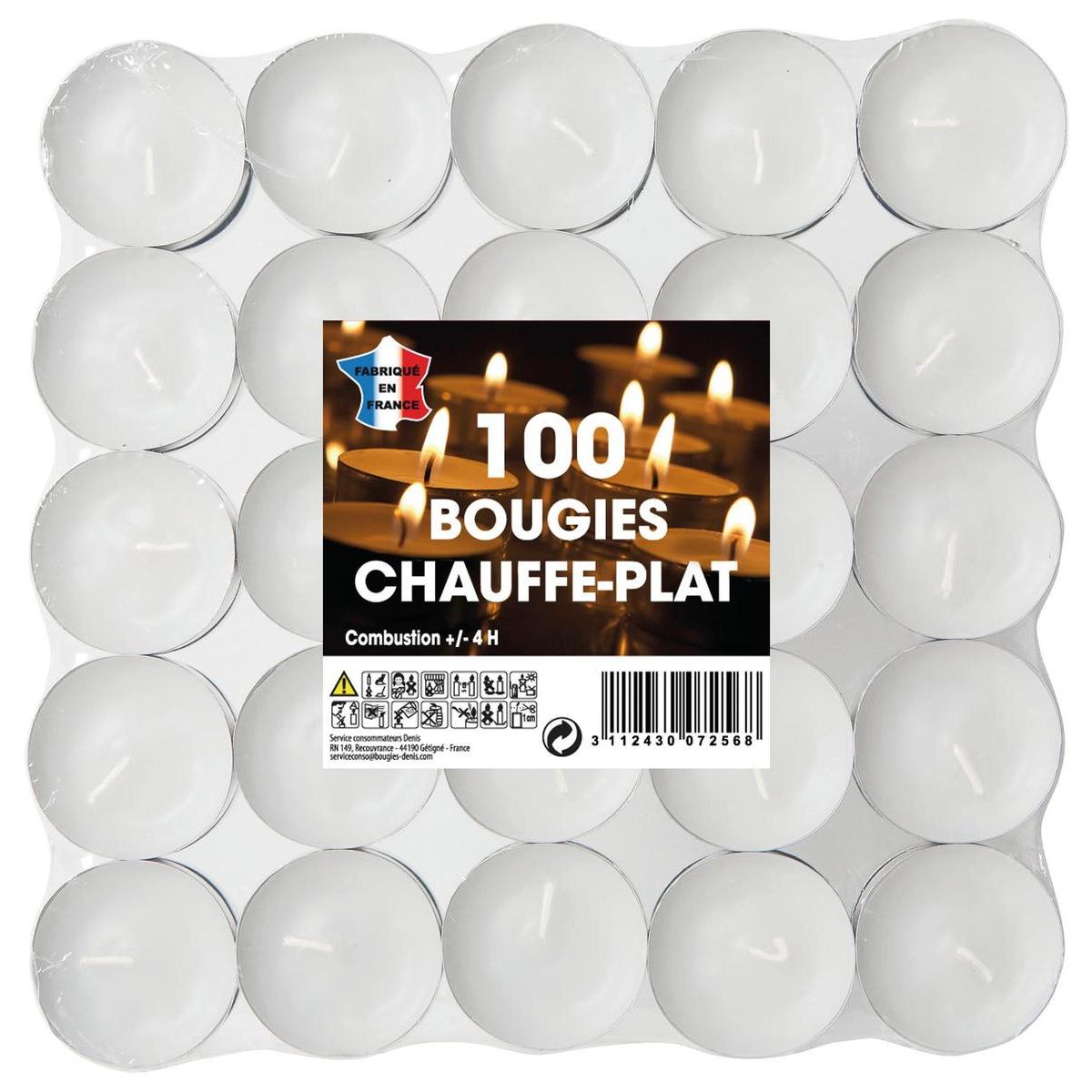 Bougies chauffe-plats blanches paraffinées