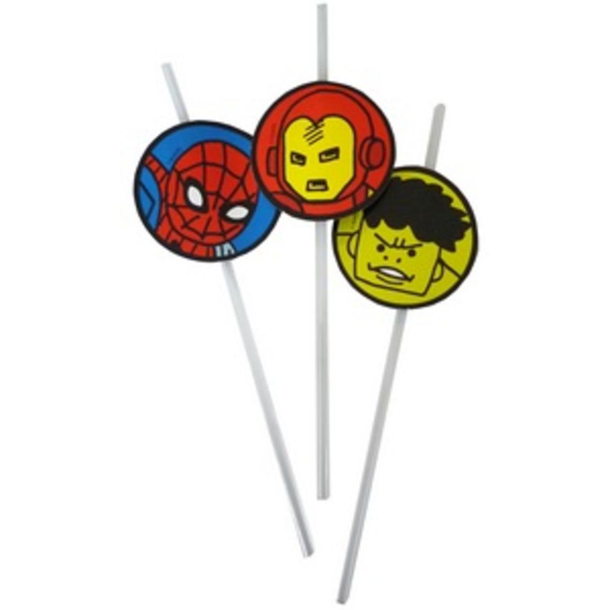 Avengers team power pailles flexibles assorties x 6 pièces m2