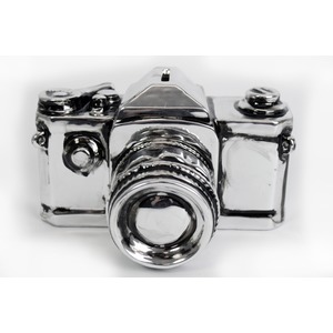 Tirelire en forme d'appareil photo - 16,5 x 12,5 x 10 cm environ - Gris