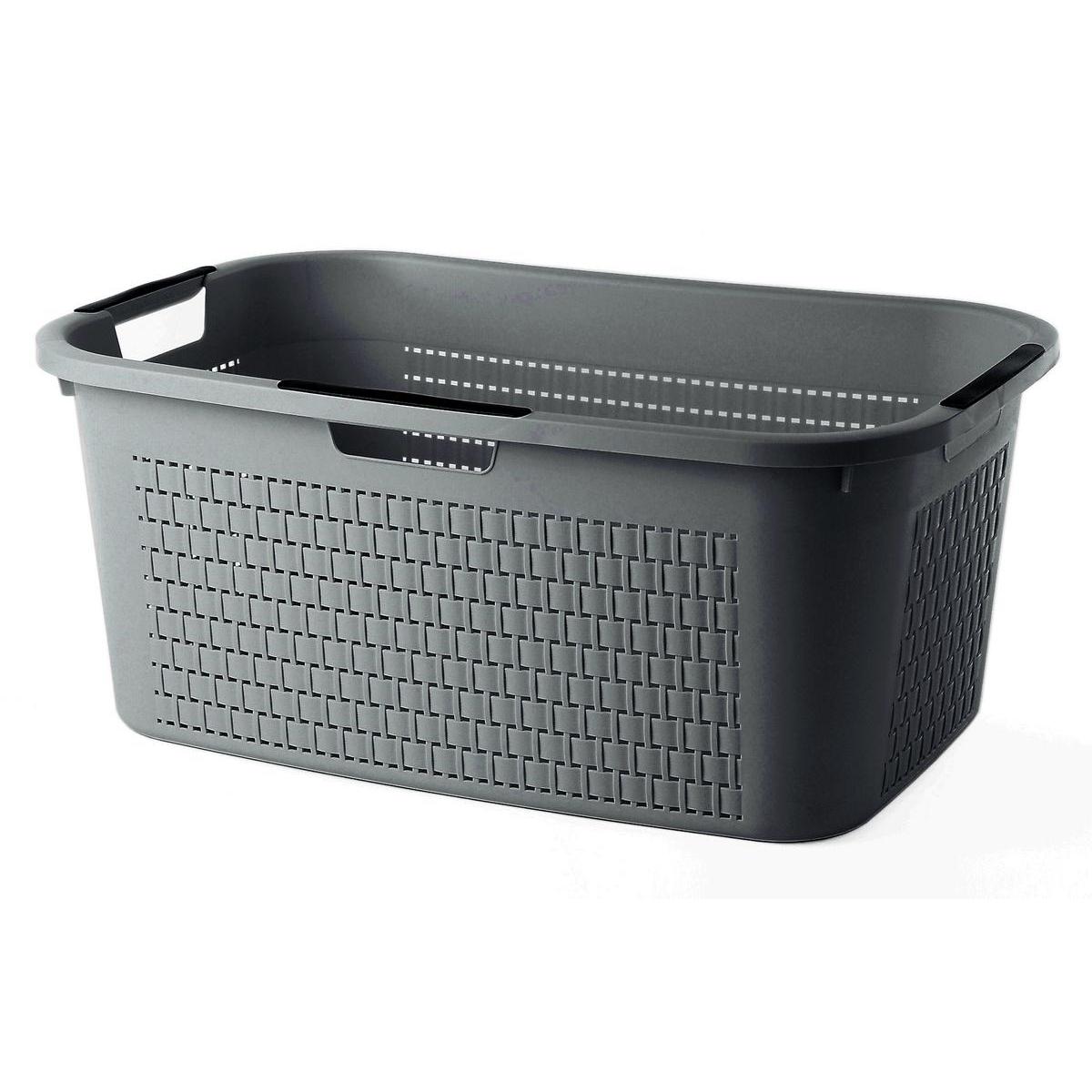 Panier à linge - Plastique - 59 x 39 x H 25 cm - Gris Panier à linge - Plastique - 59 x 39 x H 25 cm - Gris