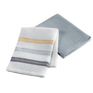 2 torchons nid d'abeille Hearty - L 70 x l 50 cm - Multicolore