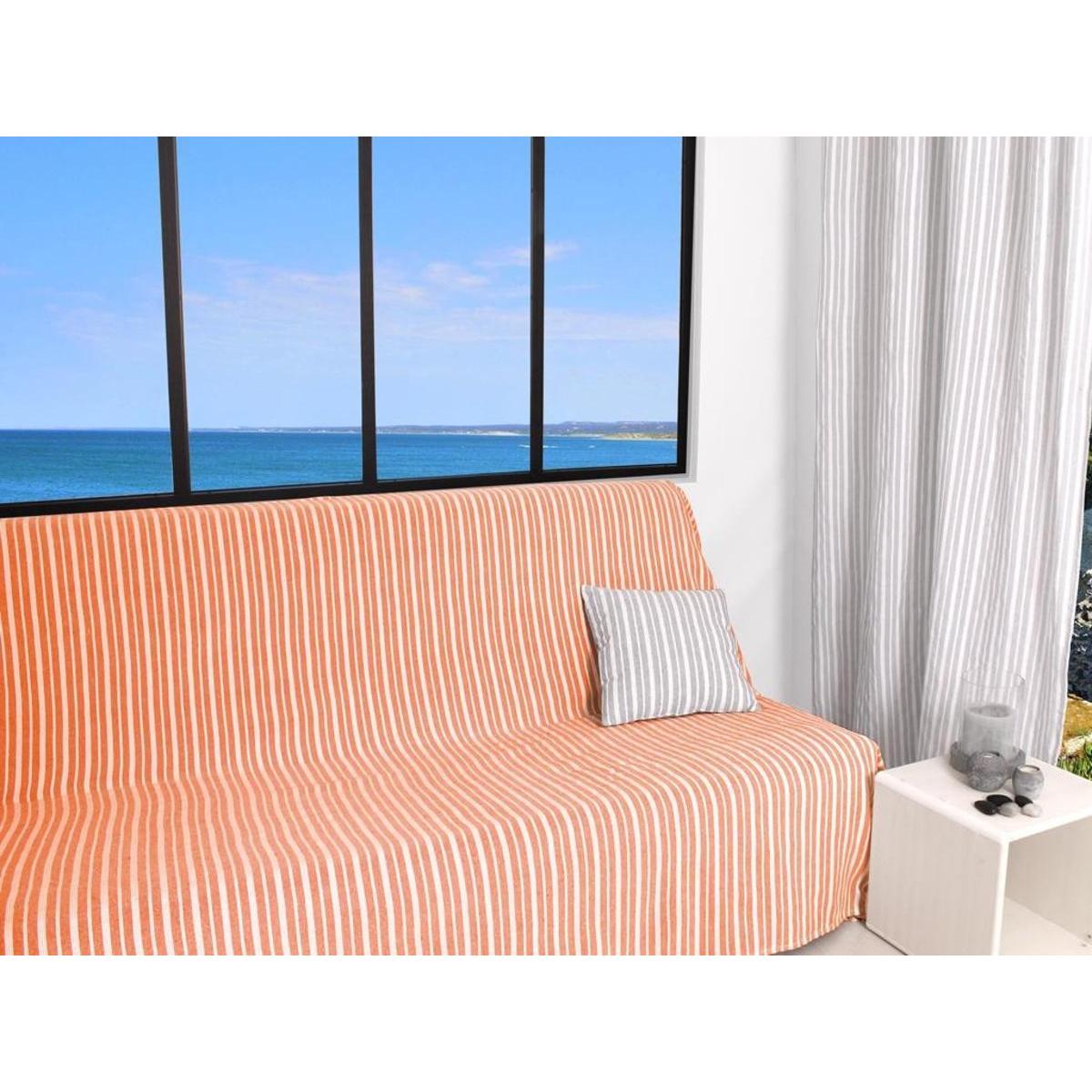 Jeté de canapé 170x250 cm Cotonade corail Jeté de canapé 170x250 cm Cotonade corail