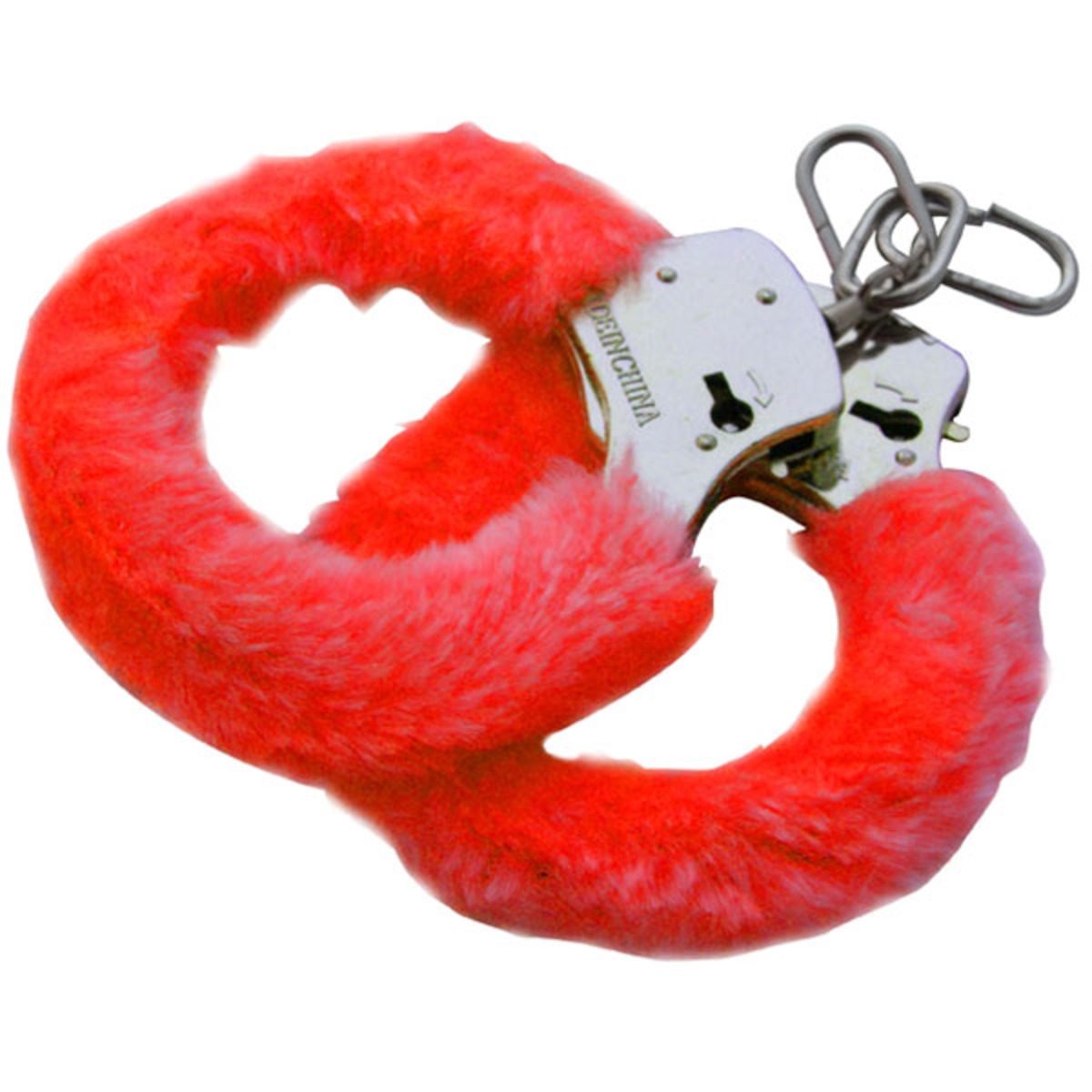 Paire de menottes fourrure - livrée avec 2 clés - couleur rouge
