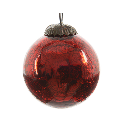 Boule Craquelée Verre Rouge Boules De Noël La Foir