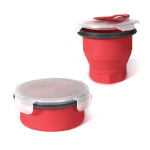 Lunch box rétractable spécial pâtes avec couverts intégrés 70 cl - Diamètre 14 cm - rouge
