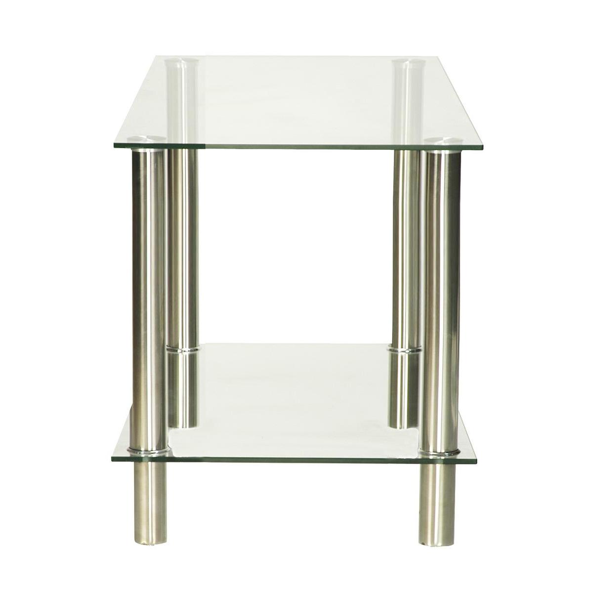 Table Basse D Appoint Verre Metal Blanc Tables Basses Et Bouts De Canape La Foir Fouille