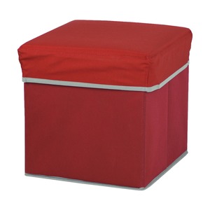Pouf / cube de rangement en tissu non tissé - 30 x 30 x H 30 cm - Rouge