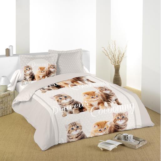 Housse De Couette Gato Beige Marron Gris Linge De Lit La