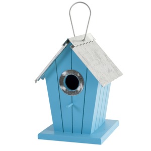 Nichoir à oiseaux - 15 x 14 x H 27 cm - Bleu