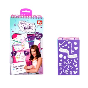 Cahier à dessins + pochoir + autocollants Violetta - Violet