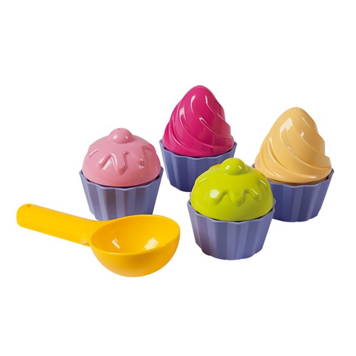 4 moules cupcake et 1 cuillère - 29 x 15 x H 10 cm - Multicolore 4 moules cupcake et 1 cuillère - 29 x 15 x H 10 cm - Multicolore