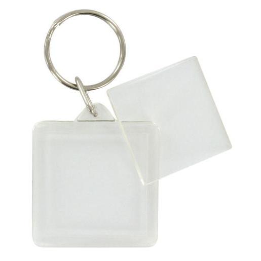Lot De 2 Porte Clefs Carres Acrylique Blanc Loisirs Creatifs