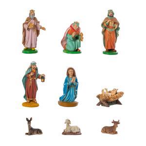 9 Santons - H 3.5 à 9 cm - Multicolore