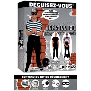 Kit de déguisement prisonnier 5 pièces - Taille unique - Noir, blanc