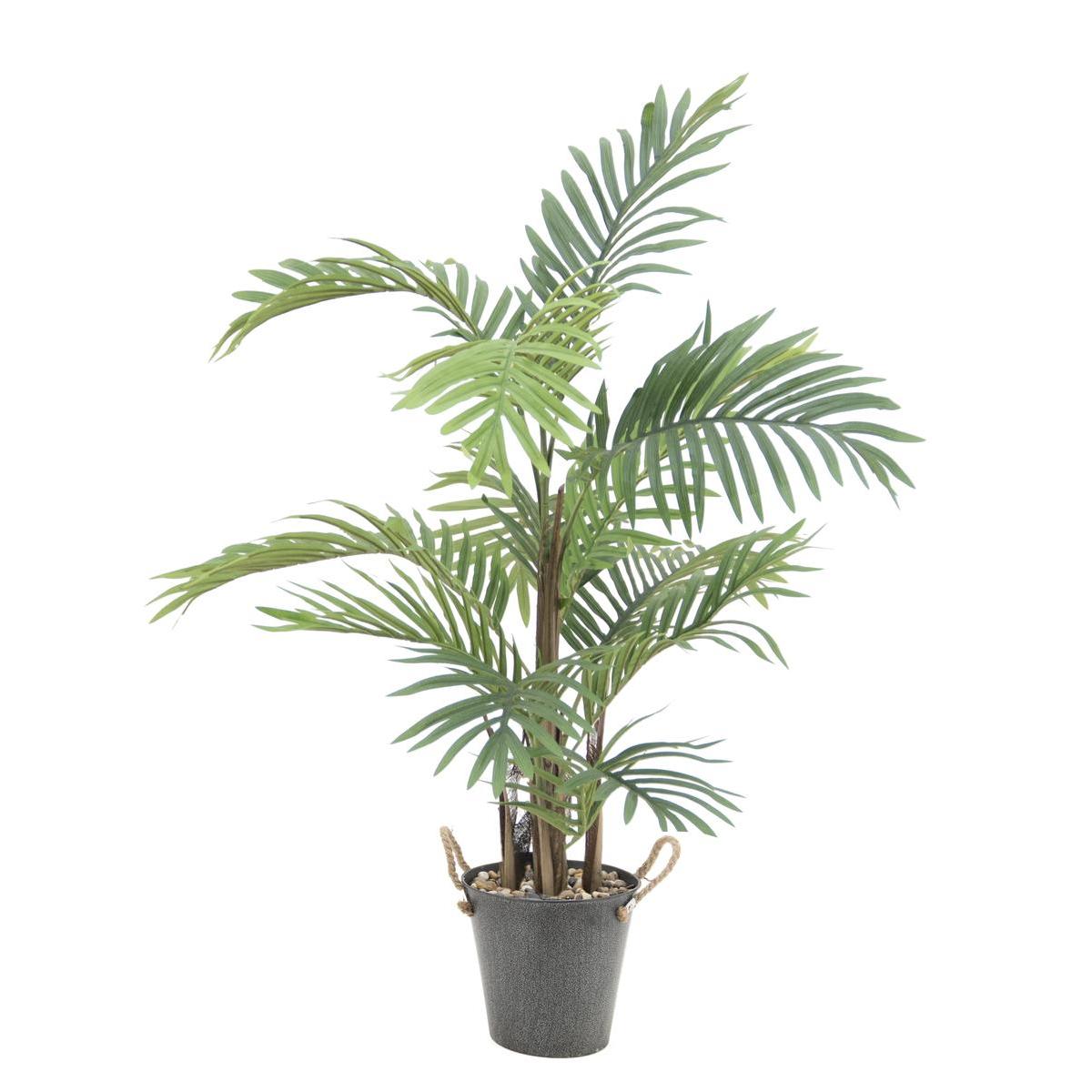Plante Areca en pot métal gris - H 82 cm