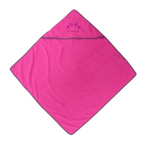 Cape de bain enfant avec capuche - Maille polaire - 75 x 75 cm - Rose