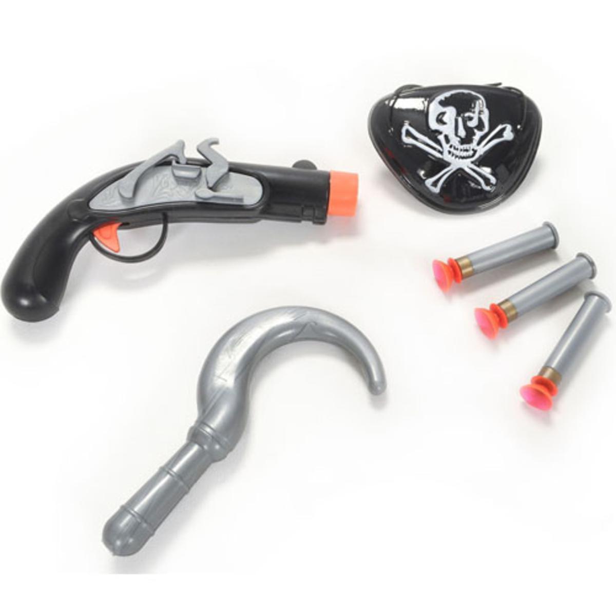 Pistolet de pirate + accessoires en plastique - 26 x 18 x 3 cm - Gris, Noir, Orange Pistolet de pirate + accessoires en plastique - 26 x 18 x 3 cm - Gris, Noir, Orange
