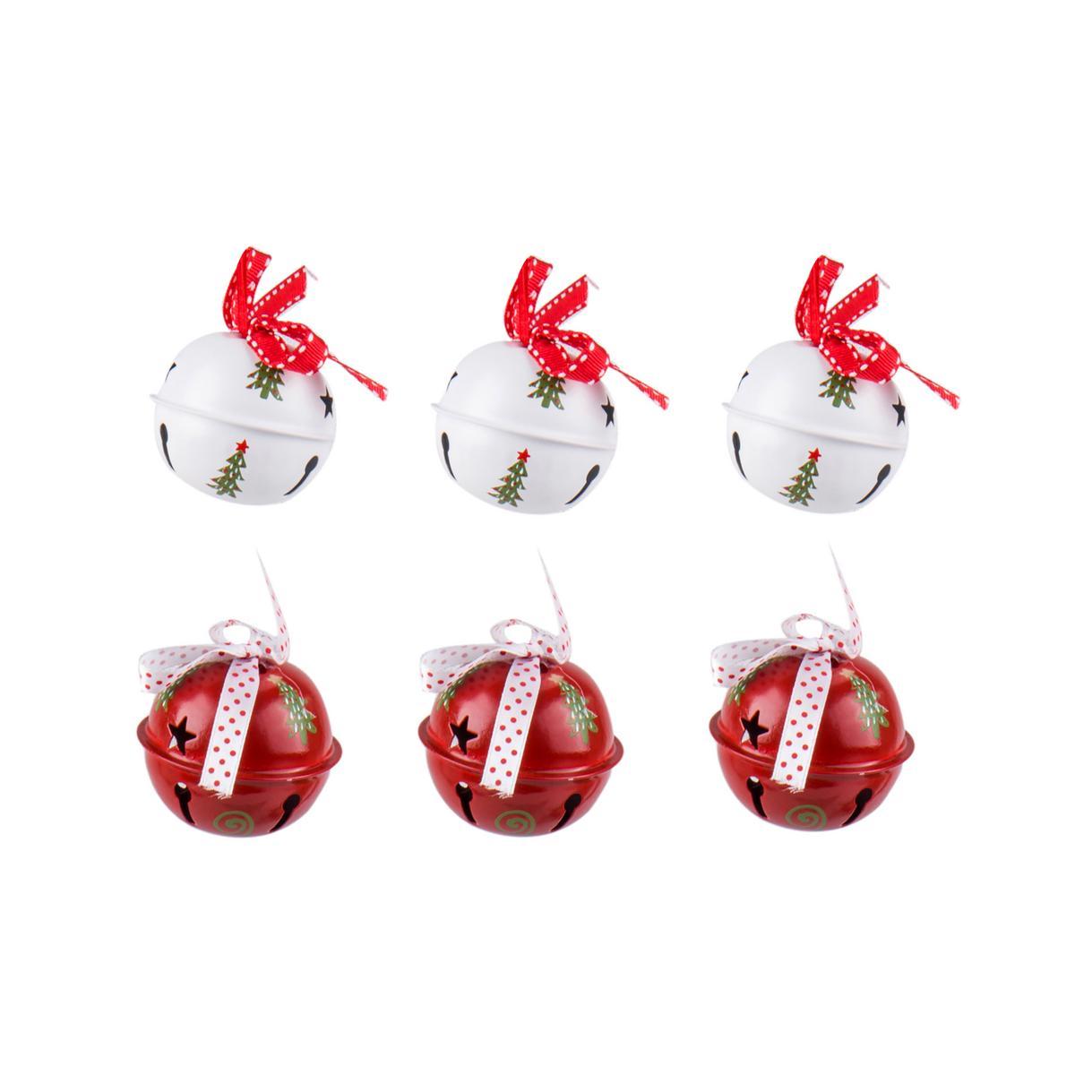 Suspension clochette - Métal - ø 6 cm - Rouge et blanc Suspension clochette - Métal - ø 6 cm - Rouge et blanc