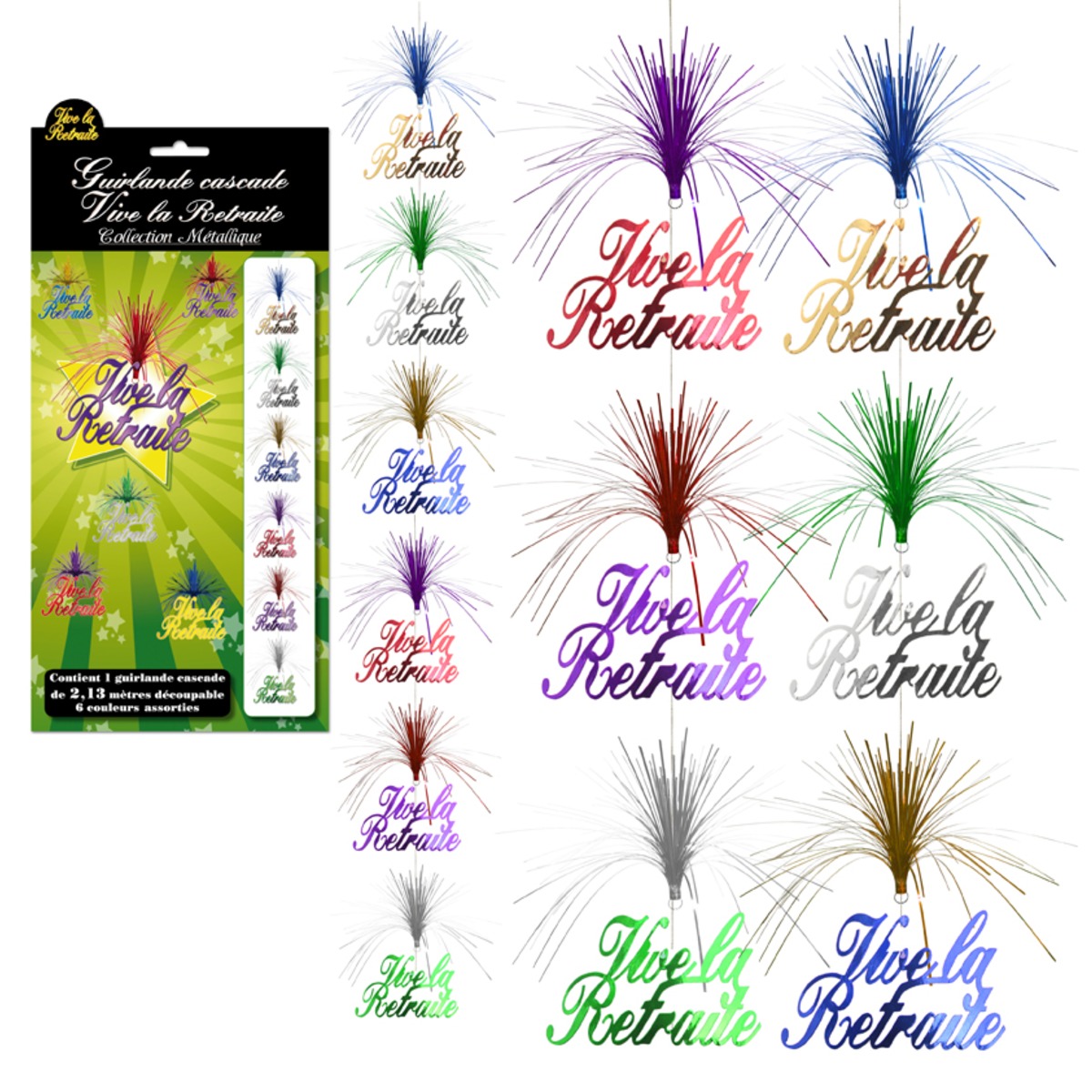 Guirlande cascade Vive la retraite - 2,13 m - Multicolore Guirlande cascade Vive la retraite - 2,13 m - Multicolore