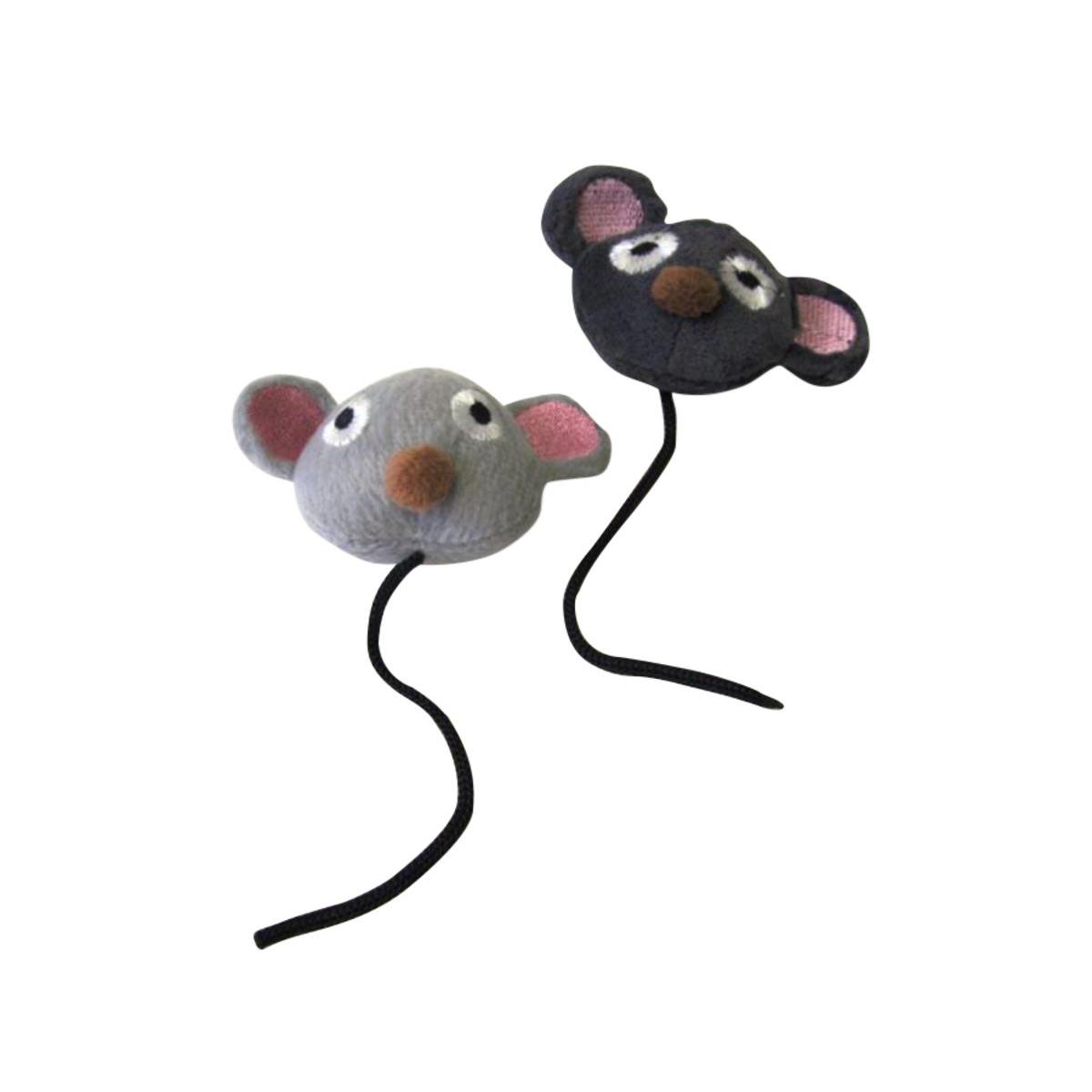 Jouet tête de souris - Tissu - 7 x 7 x H 2,5 cm - Gris