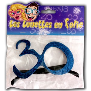 Lunettes géantes pailletées Anniversaire 30 ans - 23 cm - Bleu