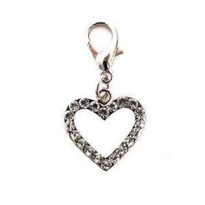 Médaillon cœur avec strass - H 4 cm