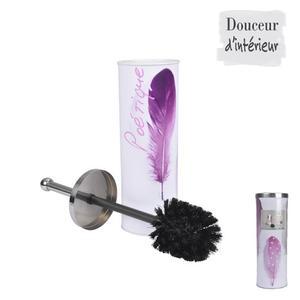 Brosse WC Poétique - Métal - Ø 9,5 x H 38 cm - Blanc et violet
