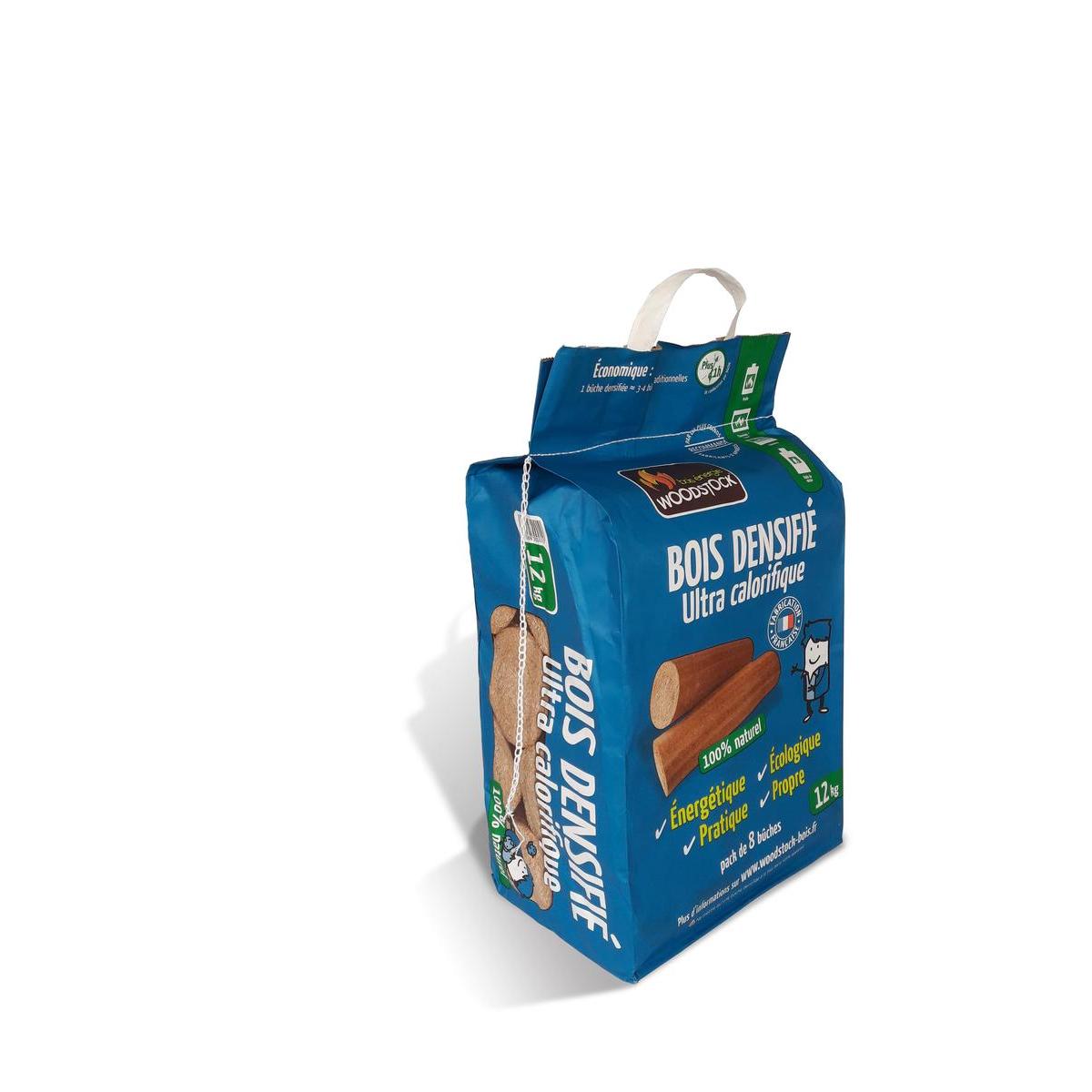 8 buches de bois densifie woodstock en sac 12kg accessoires barbecue charbon de bois et allume feu la foir fouille