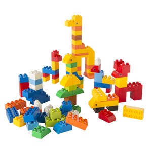 Boîte de 100 blocs de construction - 37 x 30,5 x 8,5 cm - Multicolore