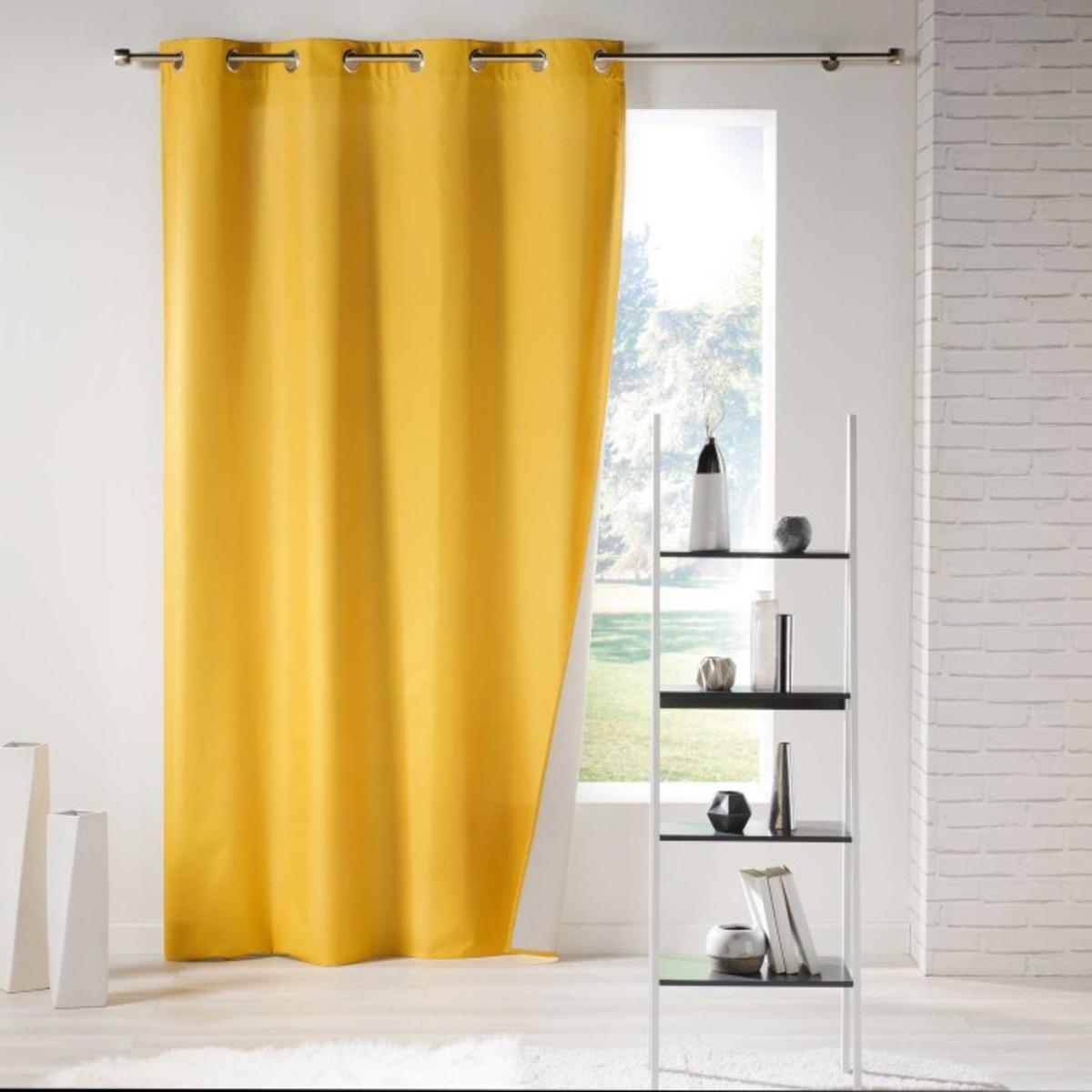 rideau a œillets icemount 140 x 260 cm jaune rideaux et voilages la foir fouille