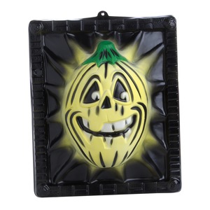 Plaque murale portrait de monstre citrouille - 44 x 37 cm - Multicolore