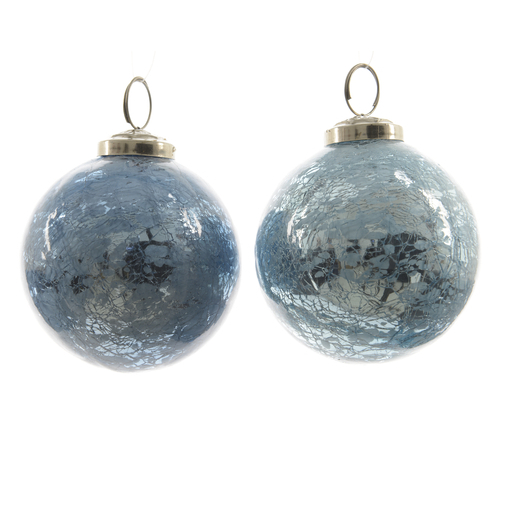 Boule Verre Effet Neige Verre Bleu Boules De Noël La