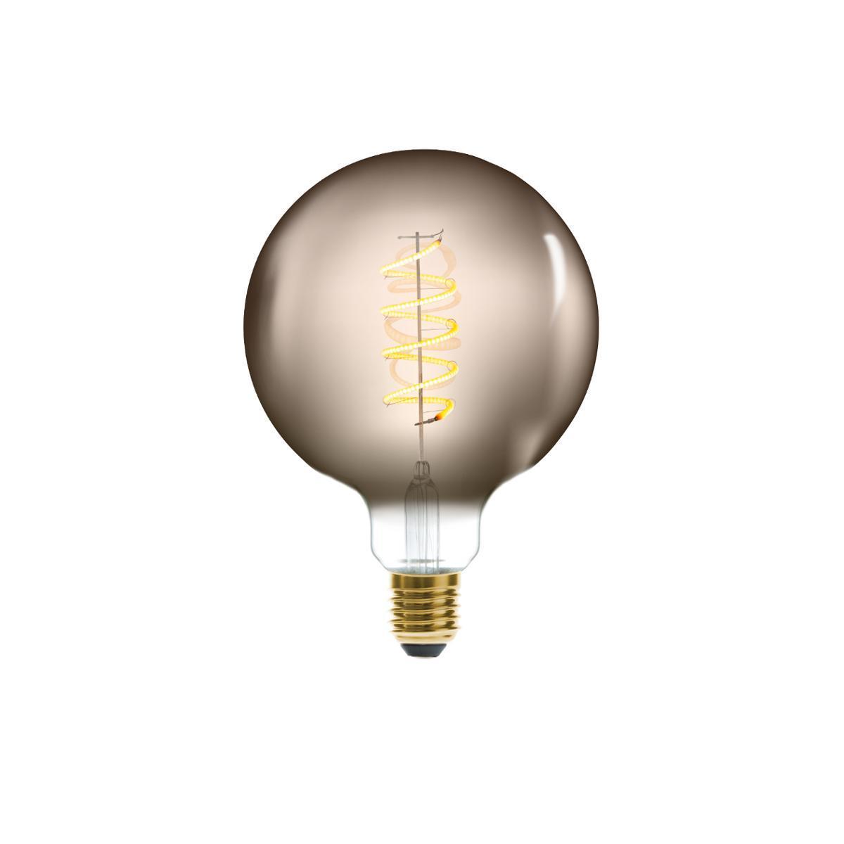 Ampoule led globe fumé, filament torsadé E27