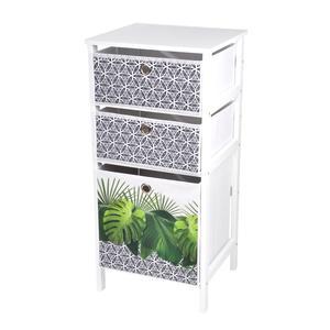 Meuble 3 paniers intissé à imprimé - L 32 x H 76 x l 36 cm - Multicolore