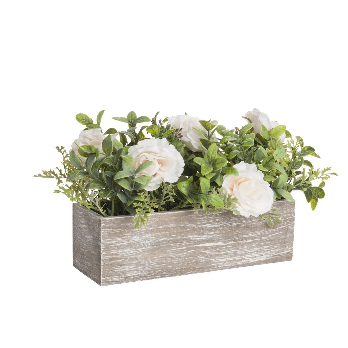 Branche décorative - Sapin et baies blanches - Art floral - 18 cm