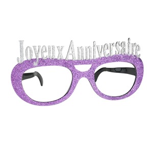 Lunettes géantes pailletées Joyeux anniversaire - 23 cm - Violet