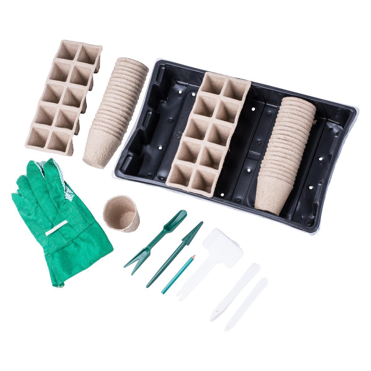 Kit complet pour semer - 68 différents accessoires - 37,5 x 22,6 x 26,5 cm Kit complet pour semer - 68 différents accessoires - 37,5 x 22,6 x 26,5 cm