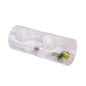 Bougeoir tube et 2 orchidées -  Verre, Plastique, Polyester - Diam 6 x 15 cm - Blanc