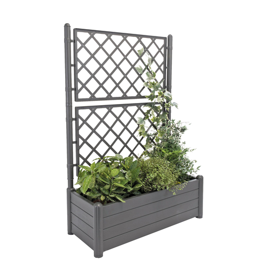 Bac A Fleurs Avec Treillis 100 X 43 X H 142 Cm Gris Pots