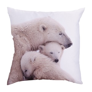 Coussin décor imprimé ours polaire - 40 x 40 cm - Multicolore