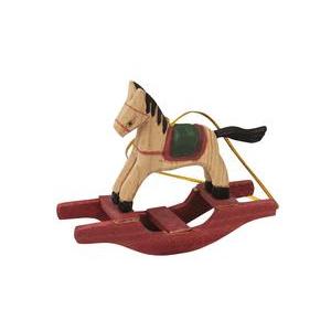 Mini cheval à bascule - MDF - 8 x H 6,5 cm - Marron, rouge et noir