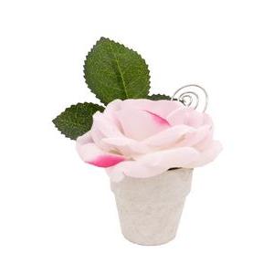 Porte-nom Rose velours - H 9 cm - Rose, Blanc