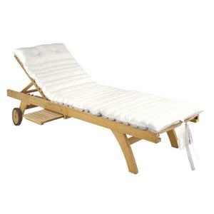 Matelas pour bain de soleil - 100 % coton - 60 x 170 cm - Beige et blanc