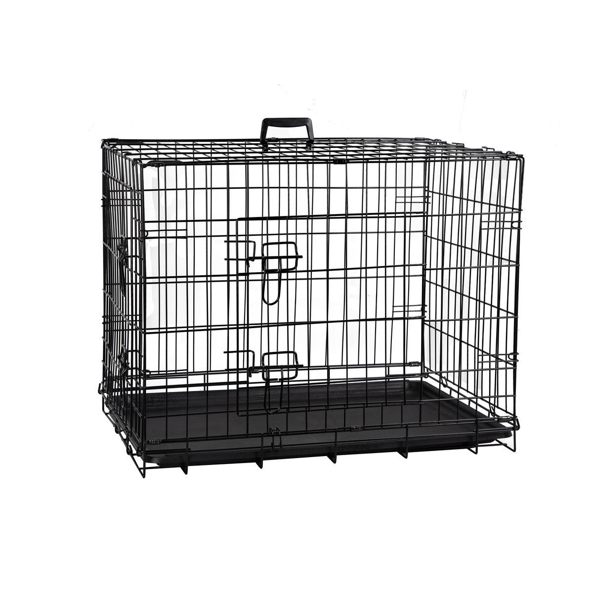 Cage de transport pour chien - 91 x H 66 x 60 cm (Taille M) - Noir