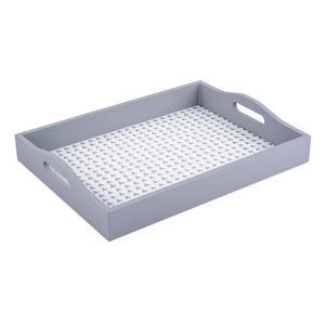 Plateau en bois décoré - 33 x 24 cm - Gris ou rose