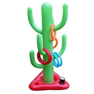 Jeu lancer d'anneaux cactus gonflable - PVC - H 105 cm - Multicolore